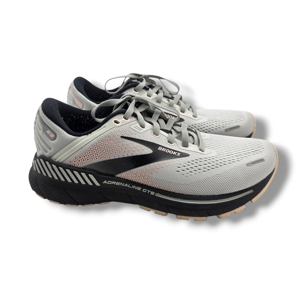 Brooks Adrenaline GTS 22 Sneakers Womens 8 Grey Rose Road Running 1203531B035